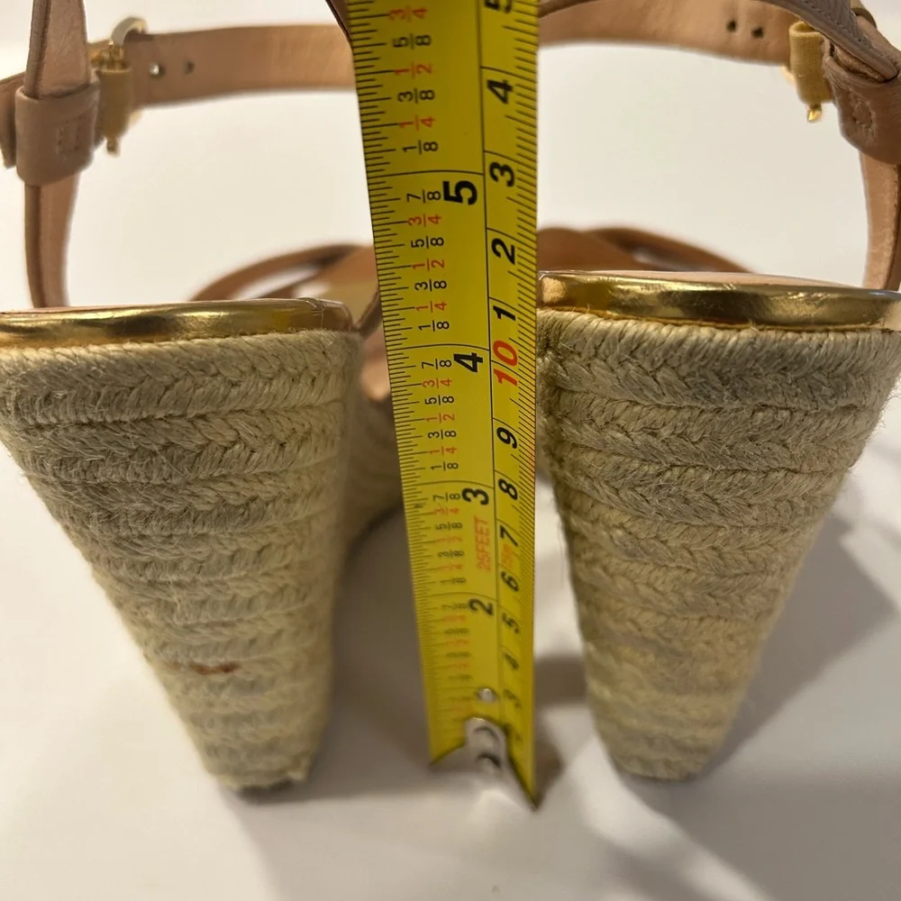 Cole Haan Women's Tan Leather Wedge Sandals‎ Size 8 Preowned